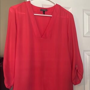 Express Women's Pink V-Neck Top